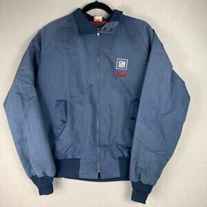Vintage GM Proud Jacket Sportsmaster Made in USA Blue Bomber L Plaid Lined 90s